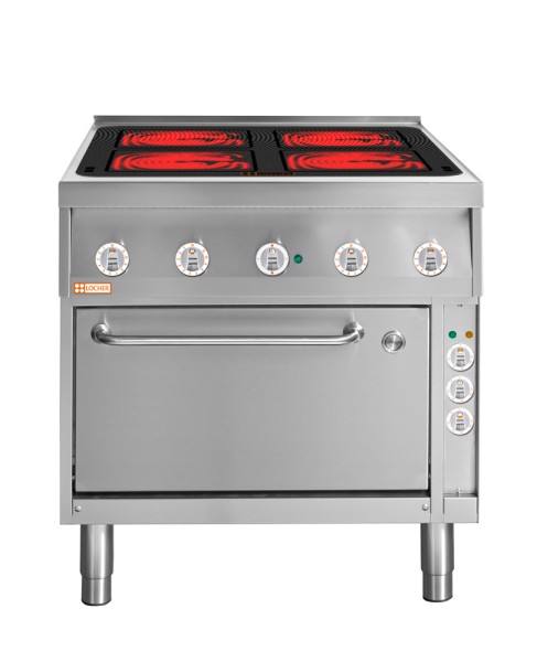 LOCHER 228310 Elektroherd, 4 Kochstellen á 4 kW, - Strahlheizkörper mit elektronischer Topfe