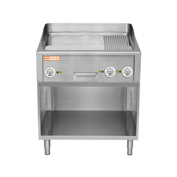 LOCHER 211494 Burger-Bratplatte 1200 hartverchromt, gerillt