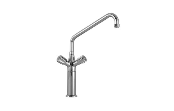 PROFIKOCHER 128014 Einloch-Zweigriffarmatur mit Säule 120mm, - Auslauf Ø25mm