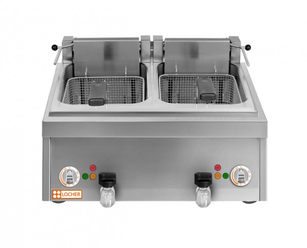 LOCHER 237513 Elektro-Fritteuse, 2 Becken, 2 x 12 Liter, 2 x 10 kW