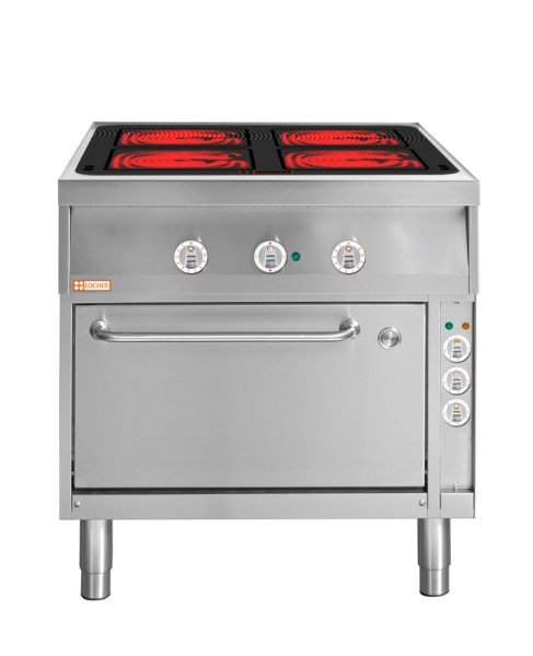 LOCHER 290310 Elektroherd, 4 Kochstellen á 4 kW, - Strahlheizkörper mit elektronischer Topfe