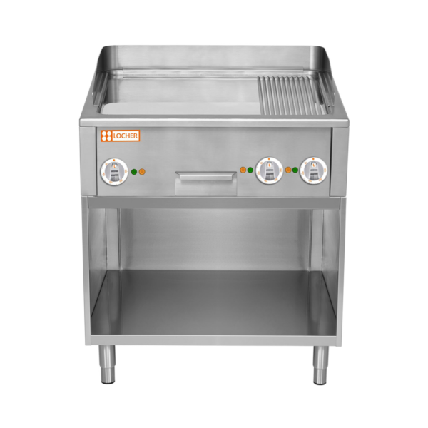 LOCHER 211495 Burger-Bratplatte 1400 hartverchromt, gerillt