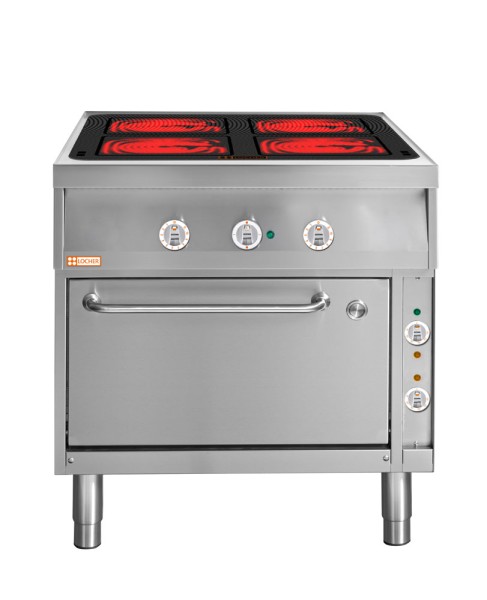 LOCHER 290306 Elektroherd, 4 Kochstellen á 4 kW, - Strahlheizkörper mit elektronischer Topfe