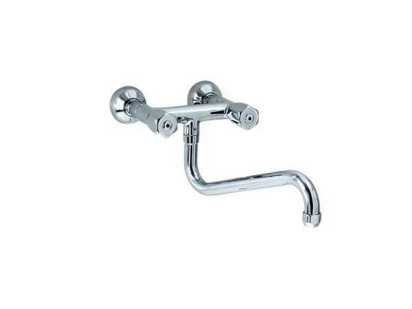 PROFIKOCHER 128005 Wand-Zweigriffarmatur 1/2“ mit Auslauf Ø25mm