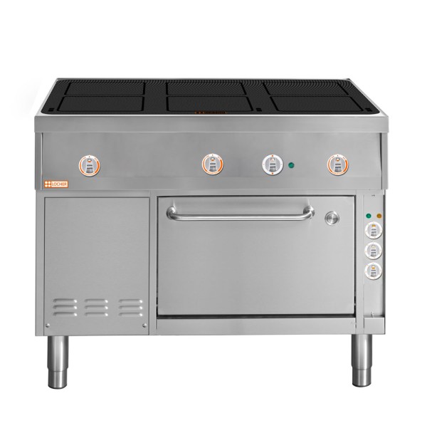 LOCHER 290211 Induktionsherd, 6 Kochstellen á 5 kW - und Brat- und Backofen GN 1 1/2 mit Uml