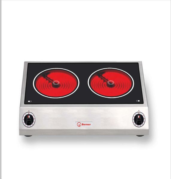 Berner BS2SQ Ceran-Doppelkochplatte quer 2x1,7 kW, 230 Volt