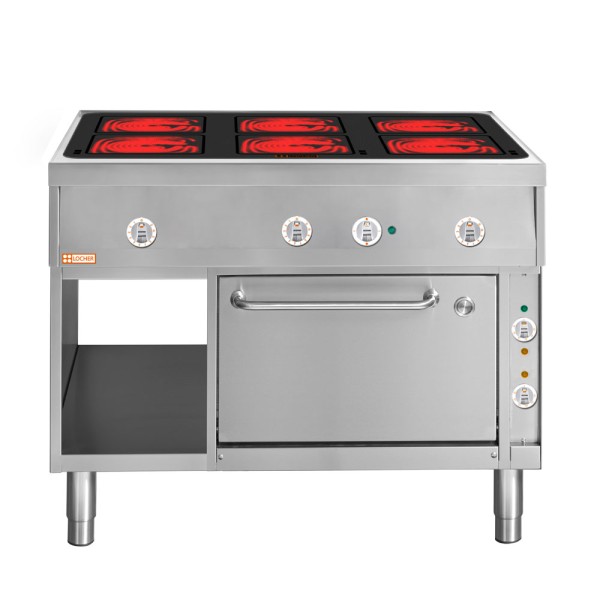 LOCHER 290307 Elektroherd, 6 Kochstellen á 4 kW, - Strahlheizkörper mit elektronischer Topf