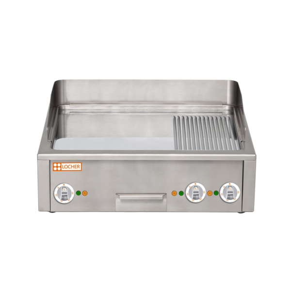 LOCHER 211485 Burger-Bratplatte 1400 hartverchromt, gerillt