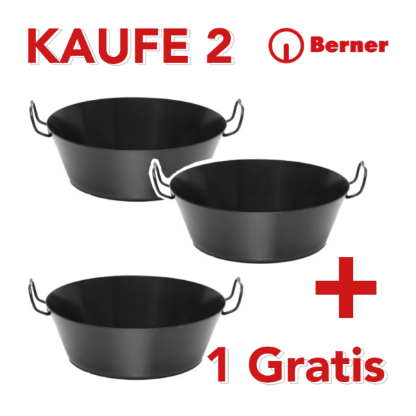 Rabatt Aktion-Eisenpfanne mit 2 Griffen 36 cm MADE in Germany für Ceran, Gas und Induktion 36cm-2+1