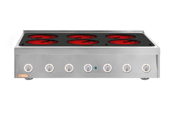 LOCHER 237305 Elektroherd, 6 Kochstellen á 3 kW, - Strahlheizkörper mit elektronischer Topfe