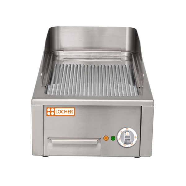 LOCHER Elektro-Bratplatte 400 hartverchromt, gerillt