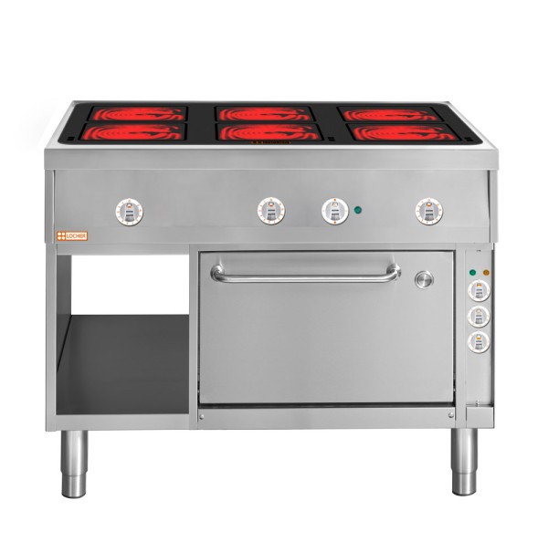 LOCHER 290311 Elektroherd, 6 Kochstellen á 4 kW, - Strahlheizkörper mit elektronischer Topf