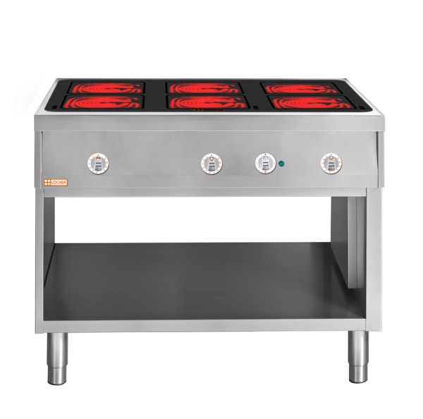 LOCHER 290305 Elektroherd, 6 Kochstellen á 4 kW, - Strahlheizkörper mit elektronischer Topf