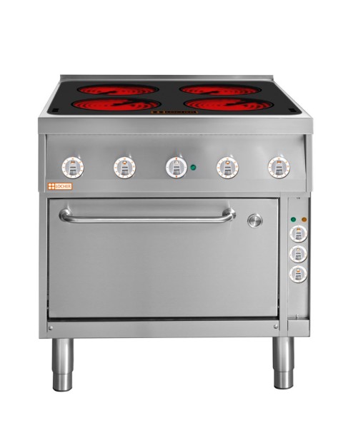 LOCHER 227310 Elektroherd, 4 Kochstellen á 3 kW, - Strahlheizkörper und - Brat- und