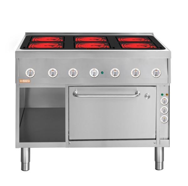 LOCHER 228311 Elektroherd, 6 Kochstellen á 4 kW, - Strahlheizkörper mit elektronischer Topf