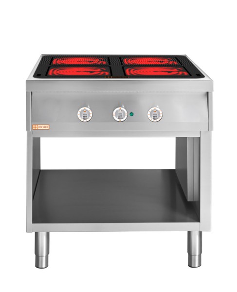 LOCHER 290303 Elektroherd, 4 Kochstellen á 4 kW, - Strahlheizkörper mit elektronischer Topf