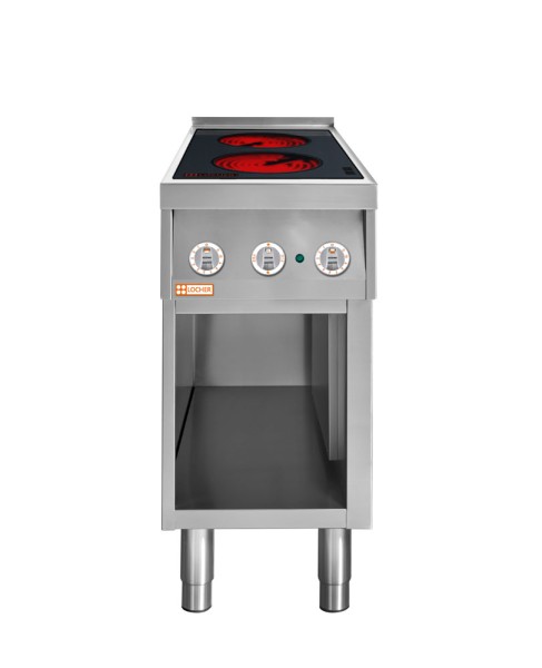 LOCHER 227301 Elektroherd, 2 Kochstellen á 3 kW, - Strahlheizkörper mit elektronischer Topfe