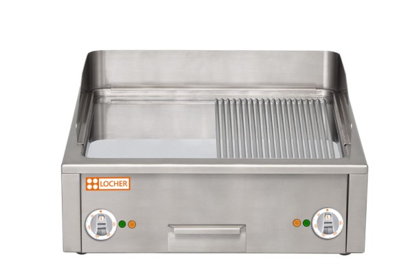 LOCHER 201412 Elektro-Bratplatte 800 hartverchromt, 1/2 gerillt