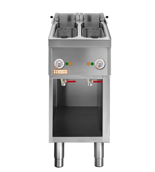 LOCHER 228512 Elektro-Fritteuse mit 2 Becken, 2 x 10 Liter