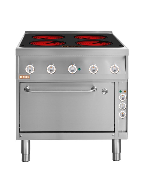 LOCHER 227311 Elektroherd, 4 Kochstellen á 3 kW, - Strahlheizkörper mit elektronischer Topfer