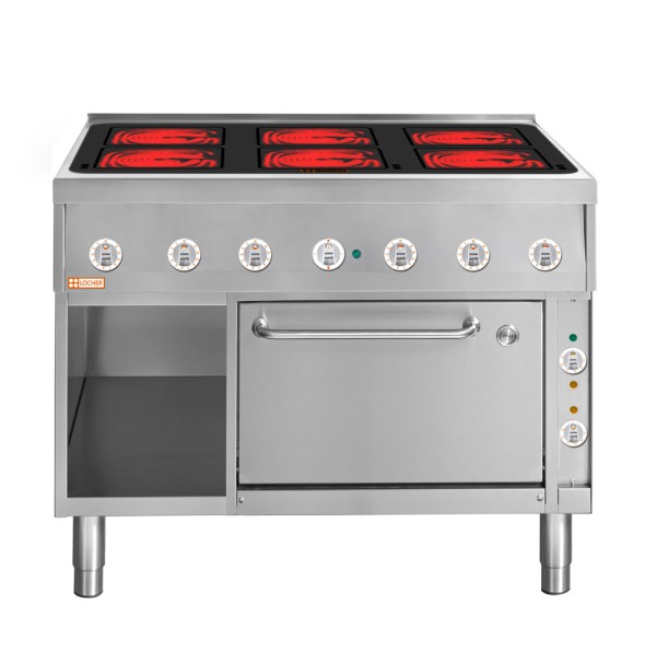 LOCHER 228307 Elektroherd, 6 Kochstellen á 4 kW, - Strahlheizkörper mit elektronischer Topf