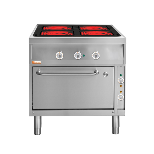 LOCHER 291306 Elektroherd, 4 Kochstellen á 4 kW, - Strahlheizkörper mit elektronischer Topfe