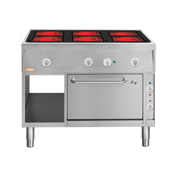 LOCHER 291307 Elektroherd, 6 Kochstellen á 4 kW, - Strahlheizkörper mit elektronischer Topf