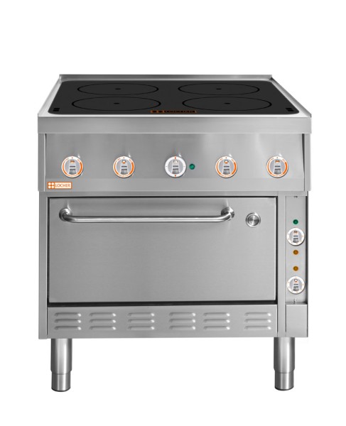 LOCHER 227208 ﻿Induktionsherd, 4 Kochstellen á 5 kW - mit Bratofen GN 1 1/2 mit Ober-/Unterhi