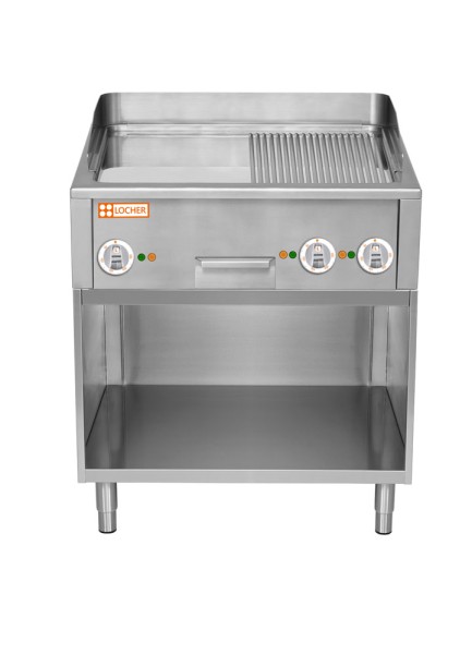 LOCHER 201495 Burger-Bratplatte 1400 hartverchromt, gerillt