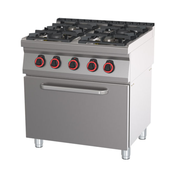 PROFIKOCHER 362015 Gasherd, 4 Kochstellen - mit Elektro-Bratofen GN 2/1